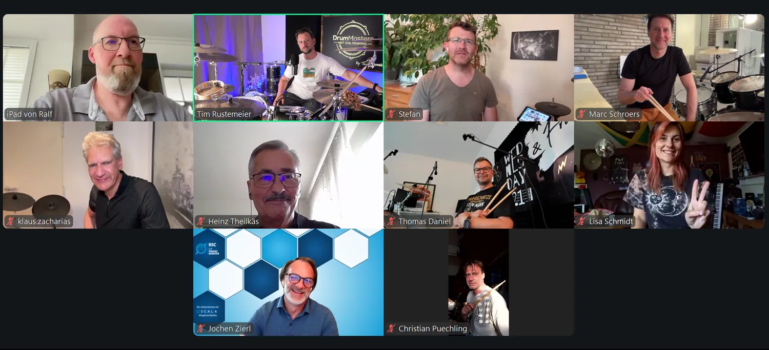 Teilnehmer des Open Drum Coaching im Videocall
